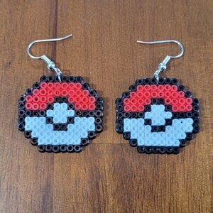 Pokeball Mini Perler Bead Earrings